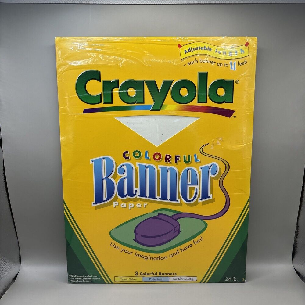 Vintage Crayola Banner Adjustable Length 24# Paper Yellow / Blue / Speckle